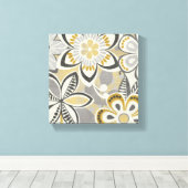 花コンテンポラリー柄 キャンバスプリント (インサイチュ (ウッドフロア))