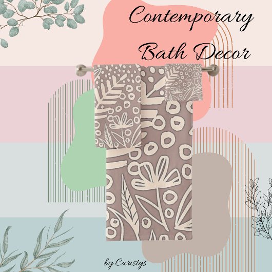 花コンテンポラリー緑 バスタオルセット