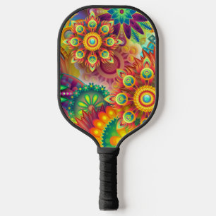 花サイケデリック柄 ピックルボールラケット