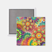 花サイケデリック柄 マグネット (正面/裏面)