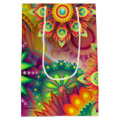 花サイケデリック柄 ミディアムペーパーバッグ (裏面)