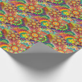 花サイケデリック柄 ラッピングペーパー (角)