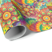 花サイケデリック柄 ラッピングペーパー (ロールコーナー)
