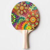 花サイケデリック柄 卓球ラケット (正面)