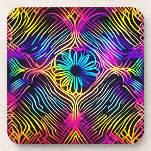 花サイケデリック画のネオンライン コースター (正面)