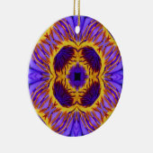 花サイケデリック芸術 – 紫と黄色の花 セラミックオーナメント (右)