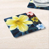 花サイケデリック- カラフル Coaster スクエアペーパーコースター (アングル)