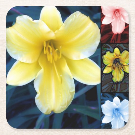 花サイケデリック- カラフル Coaster スクエアペーパーコースター (正面)