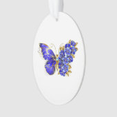 花サファイア蝶 オーナメント (正面)