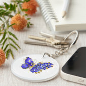 花サファイア蝶 キーホルダー (正面右)