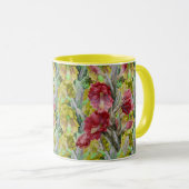 花サボテン、赤ピンク黄色の花のフローラ マグカップ (正面右)