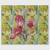 花サボテン、赤ピンク黄色の花のフローラ ラッピングペーパー (フラット)