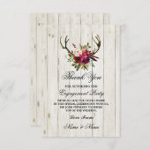 花サンキューカードの婚約の結婚式の(雄ジカの)枝角 サンキューカード (正面/裏面)