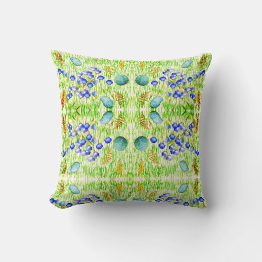 花シダ草の岩絵画の抽象芸術芸術 クッション (正面)