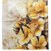 花シャワーカーテン付きミツバチ シャワーカーテン (正面)