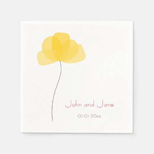 花シンプルテーマ スタンダードカクテルナプキン (正面)