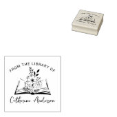 花シンプル付き本 ラバースタンプ (押印)