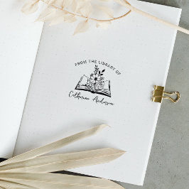 花シンプル付き本 ラバースタンプ