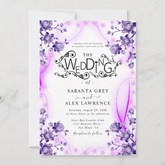 花シンプル結婚式招待状 招待状 (正面)