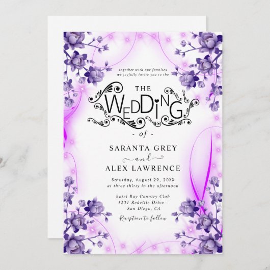 花シンプル結婚式招待状 招待状 (正面/裏面)