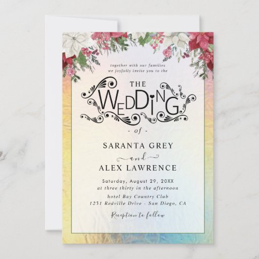 花シンプル結婚式招待状 招待状 (正面)