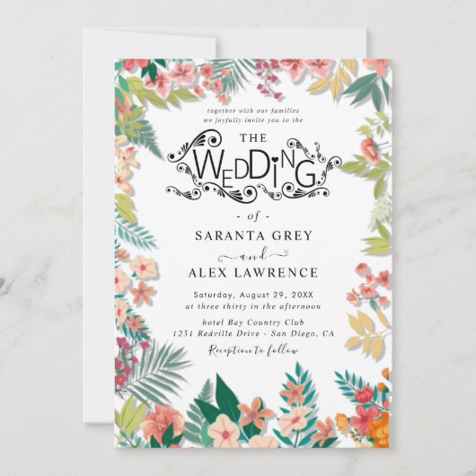 花シンプル結婚式招待状 招待状 (正面)