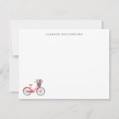 花シンプル自転車付きパーソナライズされた自転車 ノートカード (正面)