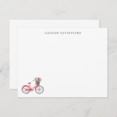 花シンプル自転車付きパーソナライズされた自転車 ノートカード (正面/裏面)