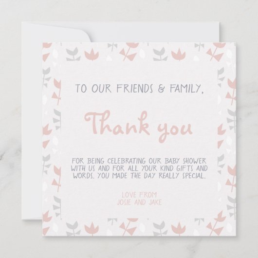 花シンプル赤ちゃんシャワーソフトパステル 招待状 (正面)