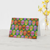 花スカルシームレスパターン2018 カード (黄色い花)