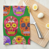 花スカルシームレスパターン2018 キッチンタオル (四つ折り)