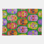 花スカルシームレスパターン2018 キッチンタオル (横)