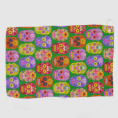 花スカルシームレスパターン2018 ゴルフタオル (横)