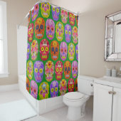 花スカルシームレスパターン2018 シャワーカーテン (インサイチュ)