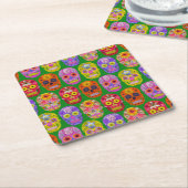 花スカルシームレスパターン2018 スクエアペーパーコースター (アングル)
