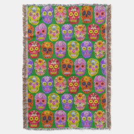 花スカルシームレスパターン2018 スローブランケット