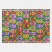 花スカルシームレスパターン2018 スローブランケット (正面)