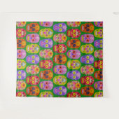 花スカルシームレスパターン2018 タペストリー (正面(横))