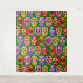 花スカルシームレスパターン2018 タペストリー