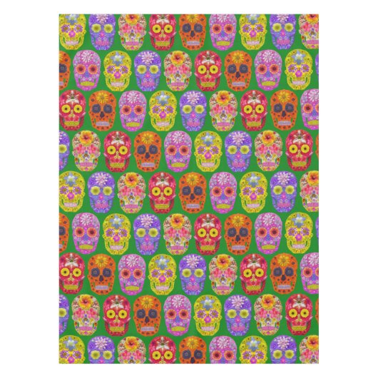 花スカルシームレスパターン2018 テーブルクロス (正面)