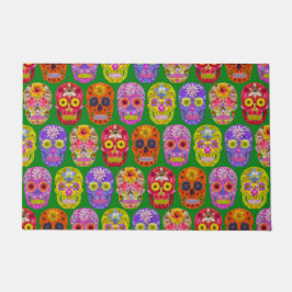 花スカルシームレスパターン2018 ドアマット