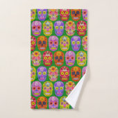 花スカルシームレスパターン2018 バスタオルセット (ハンドタオル)