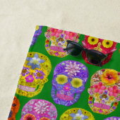 花スカルシームレスパターン2018 ビーチタオル (インサイチュ)