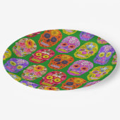 花スカルシームレスパターン2018 ペーパープレート (アングル)