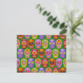 花スカルシームレスパターン2018 ポストカード (スタンド正面)