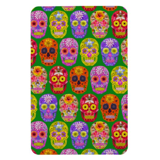 花スカルシームレスパターン2018 マグネット (縦)