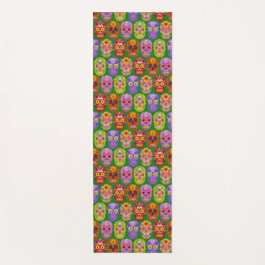 花スカルシームレスパターン2018 ヨガマット (正面)