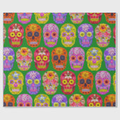 花スカルシームレスパターン2018 ラッピングペーパー (フラット)