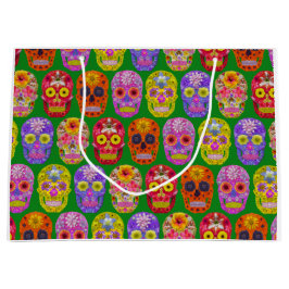 花スカルシームレスパターン2018 ラージペーパーバッグ