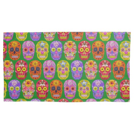 花スカルシームレスパターン2018 枕カバー (正面左)